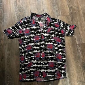Obey Black and Red Patterned Men's Shirt